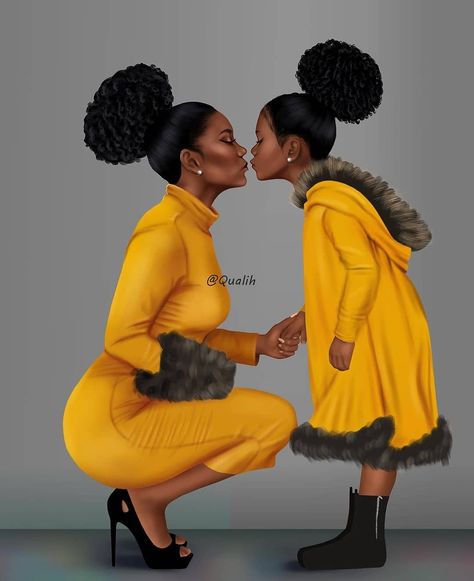 🖌🖌@qualih - “Words are not enough to express the unconditional love that exists between a mother and a daughter” hope you like it and tell… Mother Daughter Art, Art Pfp, Natural Hair Art, Afrique Art, Black Art Painting, Mom And Daughter, Black Artwork, Black Love Art, Black Art Pictures