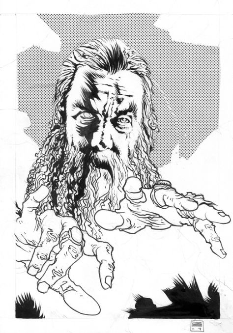 Alan Moore by Gianluca Pagliarani (1) Comic Art Alan Moore Comics, Alan Moore, Jason Williams, Todd Mcfarlane, Gallery Owner, Art Gallery Room, Gallery Room, Selling Artwork, Art Archive