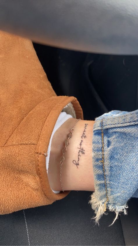 Taylor Swift Collarbone Tattoo, Taylor Swift Ankle Tattoo, Sweet Nothing Tattoo Taylor Swift, Taylor Swift Tattoo Ideas Small Lyrics, Taylor Swift Word Tattoo, Sweet Nothing Taylor Swift Tattoo, Sweet Disposition Tattoo, Sweet Nothing Tattoo, Forever Is The Sweetest Con Tattoo