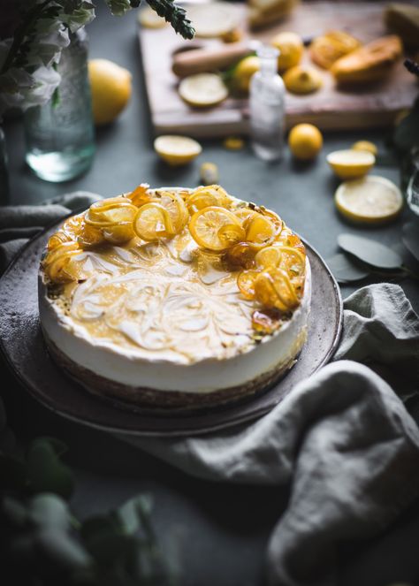 Lemon Ginger Cheesecake | Adventures in Cooking I have been loving playing around with different flavors, and as a result I made this delicate Lemon Ginger Cheesecake with homemade pie crust! #lemon #ginger #cheesecake #lemonginger #gingercheesecake #cake #homemade #piecrust #dessert #adventuresincooking Ginger Cheesecake Recipe, Ginger Cheesecake, Food Photography Cake, Berry Dessert Recipes, Lemon Cheesecake Recipes, Homemade Pie Crust, Moody Food Photography, Easy Gluten Free Desserts, Fruit Dessert Recipes