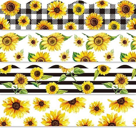 Amazon.com: Whaline 69Ft Sunflower Bulletin Board Border Summer Stripe Plaid Flower Decoration Borders Sunflower Trim Border Bulletin Board Stickers for Summer School Classroom Office Party Decoration : Office Products Border Bulletin Board, Sunflower Bulletin Board, Sunflower Classroom, Butterflies Classroom, Sunflower Names, Sunflower Paper, Bulletin Borders, Office Party Decorations, Bulletin Board Borders