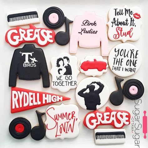 Grease Wedding, Grease Themed Parties, Grease Theme, Grease Party, 50s Theme Parties, Friday Yay, Grease Movie, Grease 2, Sugar Cookie Cakes