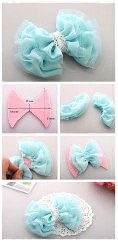 DIY tulle fabric projects to make and sell at home - craftionary.net Diy Tulle, Sulaman Pita, Headband Diy, Buat Pita, Hair Bow Tutorial, Diy Bebe, Tulle Bows, Diy Headband, Baby Diy