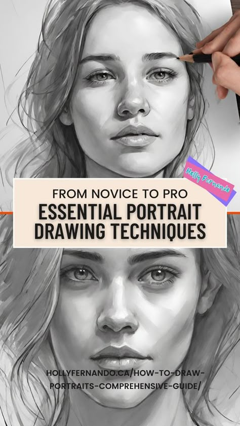 Master the essentials of portrait drawing, from initial sketches to adding final touches. We provide easy-to-follow steps and tips to improve your technique and confidence in drawing faces Portrait Inspiration Faces, Pencils To Use For Drawing, Portrait Drawing Techniques, People As Cartoons, Impressive Sketches, Realism Pencil, Drawing Essentials, Portrait Drawing Tips, Beginner Drawing Lessons