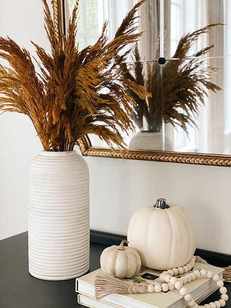 Fall Floral Home Decor, Fall Decor Floral, Neutral Fall Floral Decor, Diy Modern Fall Decor, Fall Stems Decor, Fall Decor Modern Farmhouse, Fall Salon Decor, Fall Styling Home, Halloween Neutral Decor