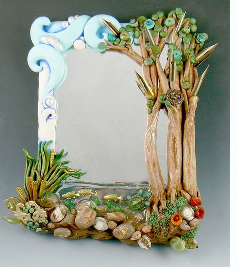 Lamasa Art, Quilling Frames, Clay Wall Art, Tanah Liat, Clay Wall, Decorative Mirror, Clay Art Projects, Dessin Adorable, Clay Flowers