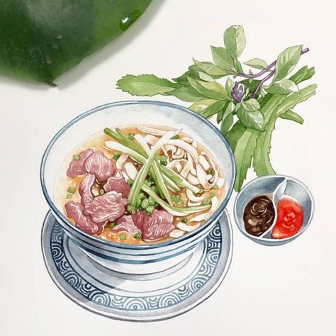 Do you know the difference between northern style pho and southern style pho?  Illustration Pho Illustration, Fruits And Vegetables Images, Vietnamese Noodle Soup, Hochiminh City, Fresh Juice Recipes, Children Book Illustration, Food Illustration Design, Vietnam Food, Food Artwork