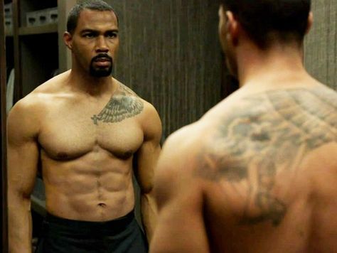 About Those Tattoos... Ghost Power Tattoo, Omari Hardwick Tattoos, Omari Hardwick Power, Power Tv Show, Omari Hardwick, Power Tattoo, Ghost Tattoo, Power Star, Hottest Male Celebrities