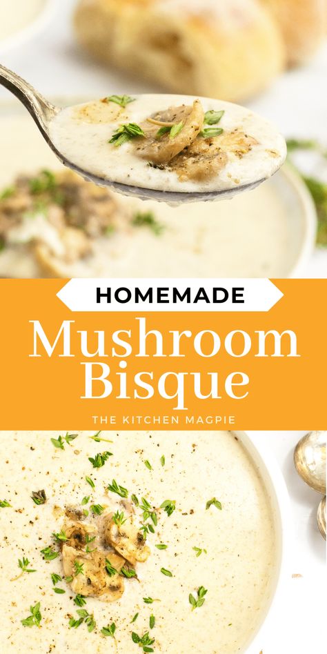 Mushroom Bisque, Bisque Soup Recipes, Cream Soup Recipes, Bisque Soup, Creamy Mushroom Soup, Bisque Recipe, Mushroom Soup Recipes, Homemade Soup Recipe, Spinach Soup