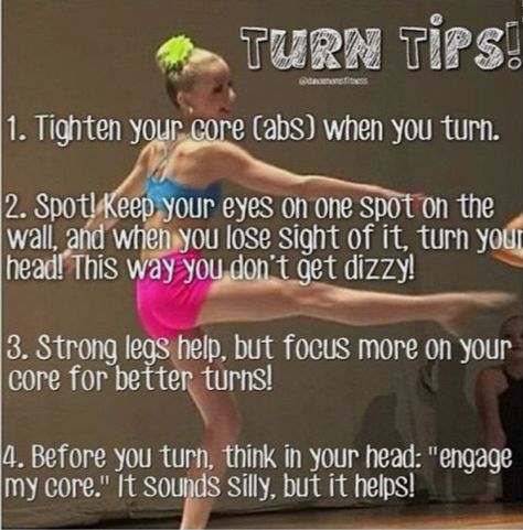 How To Get Better Turns In Dance, Dance Hacks, Dancer Tips, Theatre Tips, Dancing Tips, Ballet Tips, Turns Dance, Dance Hip Hop, Dance Things