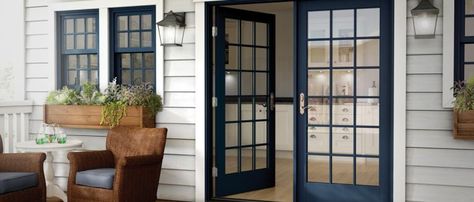 Black French Doors, Aluminium French Doors, Sliding Doors Exterior, Sliding French Doors, Residential Windows, French Doors Exterior, Door Picture, Pool Renovation, Double French Doors