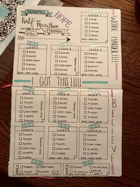 Half marathon training!!! #bulletjournal #running #halfmarathon Marathon Training Quotes, Marathon Training Motivation, Running Journal, Marathon Training For Beginners, Running Marathon Training, Running Marathon, Bullet Journal 2019, Marathon Training Plan, Half Marathon Training