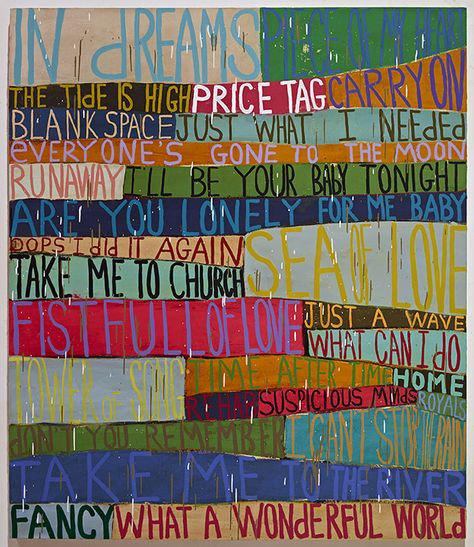 Nearly Perfect, 2015 Oil and alkyd on canvas over panel 70 x 60 in. #ICAartists#art#painting Words Over Painting, Text Based Artwork, Words In Artwork, Text Canvas Art, Word Art On Canvas, Typography Painting Art, Text In Painting, Image And Word Art, Painting Letters On Canvas