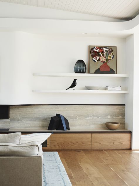 Pacific View Point by Luigi Rosselli Architects and Alwill Interiors | est living Bronte House, Luigi Rosselli, Bedhead Design, Glass Blocks Wall, Japanese Tile, Rammed Earth Wall, View Point, Block Wall, Level Homes