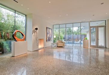 Joshua Nimmo - modern - living room - dallas - NIMMO American Studio For Progressive Architecture Concrete Floors In House, Decorative Concrete Floors, Concrete Polishing, Polished Concrete Floors, Decoration Beton, Concrete Patios, Terrazzo Flooring, Concrete Floor, Stained Concrete