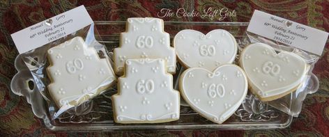 Wedding Anniversary Cookies, Diamond Wedding Anniversary Cake, Wedding Anniversary Favors, Favor Cookies, 60th Anniversary Parties, Anniversary Cupcakes, Wedding Shower Cookies, 60th Wedding Anniversary, Anniversary Cookies