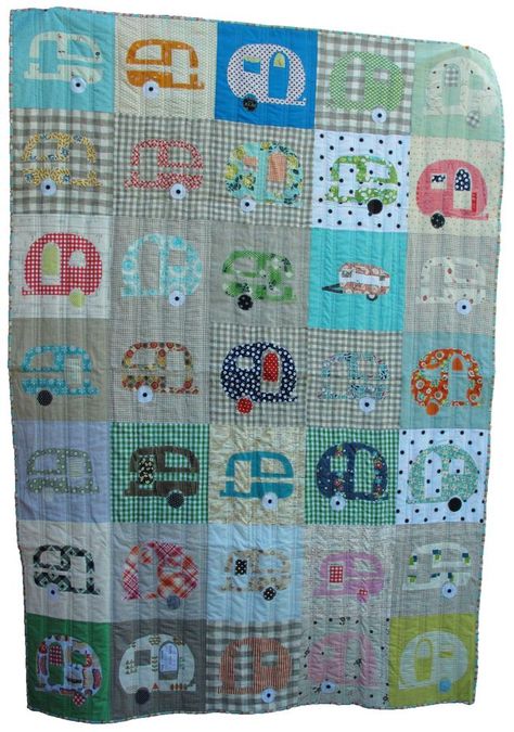 Glamping quilt Camp Quilt, Camper Quilt, Camping Quilt, Caravan Camping, Vintage Campers, Gingham Pattern, Scrappy Quilts, Cars And Trucks, Vintage Camper