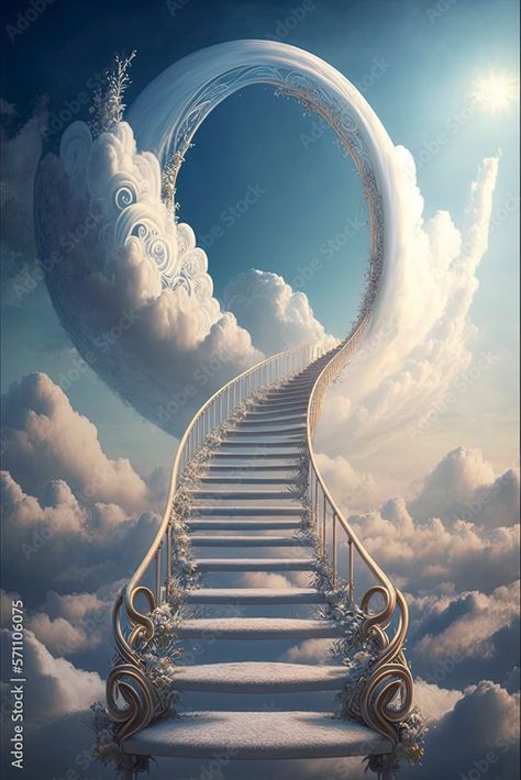 Pathway To Heaven, Staircase To Heaven, Heaven Landscape, Stairway To Heaven Tattoo, Heavens Gate, Stairs To Heaven, Heavenly Birthday, Heaven Tattoos, Heaven's Gate