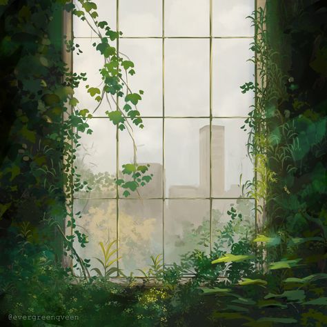 Overgrown Ruins Art, Overgrown Garden Drawing, Overgrown Ruins Drawing, Overgrown Drawing, Nature Reference, Photo Study, Apocalypse Aesthetic, Painted Post, Apocalypse Art