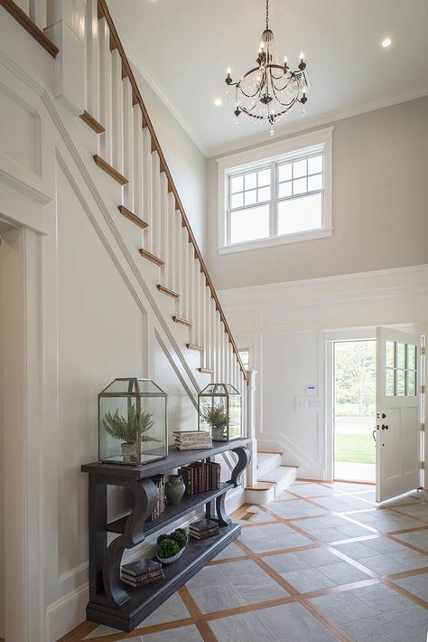 Two-story entryway 2 Story Foyer Ideas Entryway, Open Foyer Ideas Entryway, Two Story Entryway, Open Entryway, Foyer Ideas Entryway, Entryway Stairs, Open Foyer, Barn House Interior, Farmhouse Remodel