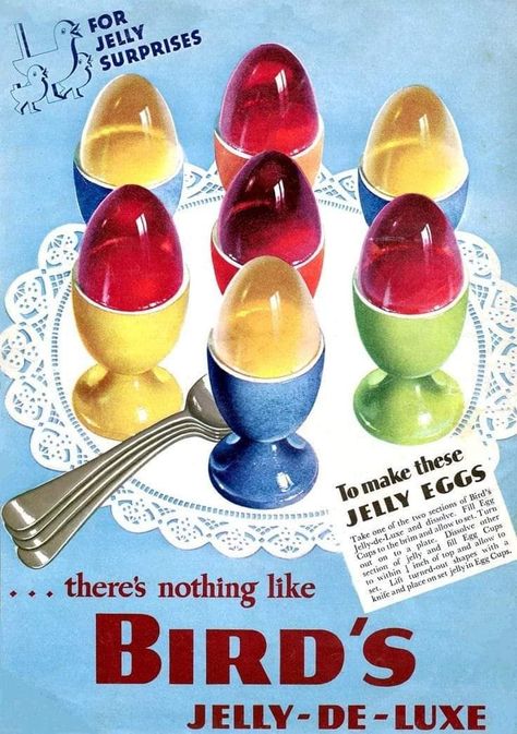 Candy Advertisement, Bird's Custard, Jello Mold Recipes, Vintage Food Posters, Retro Advertising, Food Ads, Vintage Candy, Retro Recipes, Oldies But Goodies