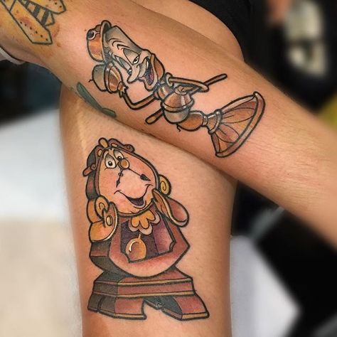 #Disney #disneytattoo #inkeddisney #thebeautyandthebeast #thebeautyandthebeasttattoo #lumiere #lumieretattoo #tockins #lumièreandtockins #tockinstattoo @disneytattooart @disneytattooworld @disneyinkfiends @disney.ink #venicetattooconvention Beauty And The Beast Tattoos, Tattoo Future, Chip Tattoo, The Beast Tattoo, Disney Inspired Tattoos, Beast Tattoo, Tat Inspiration, Belle Tattoo, Friendship Tattoo