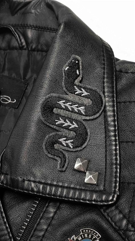 "Black and Gray Snake Iron On Embroidered Patch Bring some flair to your life! Our patches are quick and easy to add to any piece of clothing or bag! All you have to do is iron the patch on. Our high quality thread brings this patch to life and looks great on any garment! The Basics: ♥ This patch measures 1.75\" w x 3\" h ♥ Iron-On Adhesive Added High Quality Thread Fantastic accessory for any purse, vest, or clothing! Made in the USA by a small handmade business! ♥ Superb quality polyester thre Snake Clothes, Jacket Patches, Clothes Embroidery Diy, Punk Patches, Handmade Patch, Battle Jacket, Peoria Az, Iron On Embroidered Patches, Diy Sweatshirt