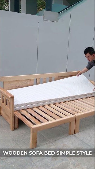 Sofa Come Bed Designs Wooden, Diy Sofa Bed How To Make, Wooden Sofa Bed, Diy Sofa Bed, Sofa Bed Wooden, Minimal Bathroom, Sofa Bed Design, Sofa Cama, Diy Sofa