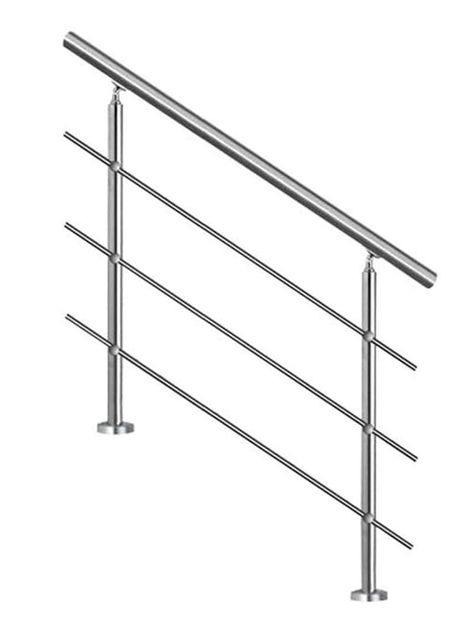 PRICES MAY VARY. 【Premium Material】- Stair railing made entirely of stainless steel, all parts used are made of 100% stainless steel, elegant and elegant, weatherproof and durable. 【Floor-Mount】- The railing can be mounted to the floor with the included metal fixings.Handrail bracket with spherical joint, therefore horizontal and gradient for installation. 【With 2 Cross Bars】- 2 solid core cross bars of this handrail kit measures 10 mm in diameter. They are designed to provide more protection fo Simple Stair Railings Steel, Metal Handrails For Stairs, Outdoor Railings, Railings Outdoor, Stair Handrail, Stair Parts, Solid Core, Stair Railing, Railing