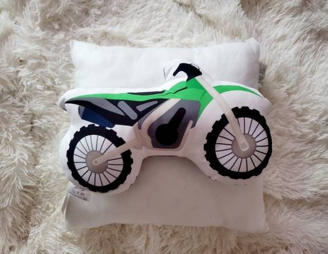 Kids Motorcycle Pillow, Dirtbike Pillow, Boy Nursery Decor, Boys Decorative Pillow, Kids Room Decor, Boys Room Decor by RBandCoPillows on Etsy Motorcycle Nursery, Room Decor Boys, Boho Rainbow Nursery, Animal Baby Room, Toddler Boy Room Decor, Giraffe Decor, Boy Nursery Decor, Red Bike, Rainbow Pillow