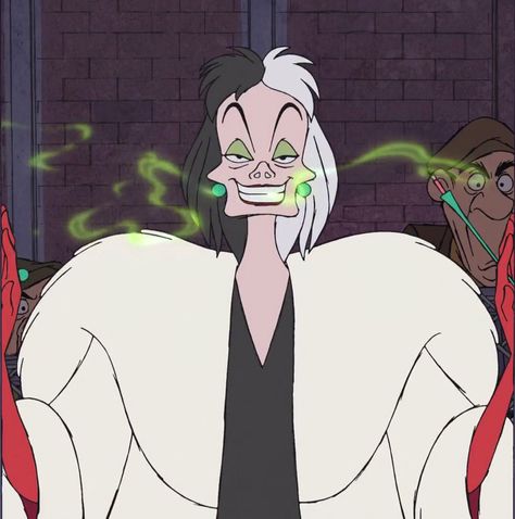 Cruella Cartoon, 101 Dalmations Cruella, 101 Dalmatians Cartoon, Evil Disney, Cruella Deville, Dark Disney, Disney Villains Art, Disney Artwork, Disney Favorites