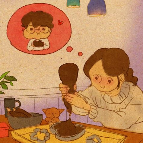 ♥  lembrei da nossa conversa. A motivação pra cozinhar ♥  by Puuung at www.facebook.com/puuung1  ♥ Puuung Love Is, Making Chocolate, Cute Couple Drawings, Cartoons Love, Couple Illustration, Cute Love Stories, Mia 3, Cute Love Cartoons, Love Illustration