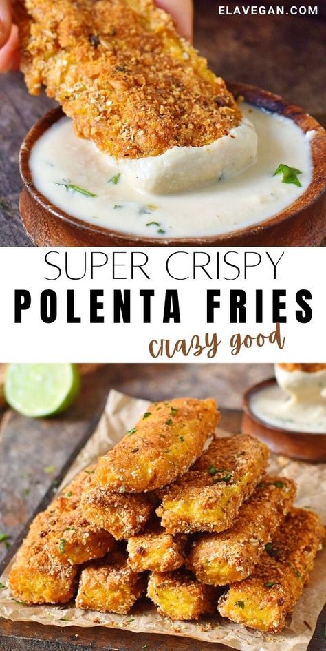 Dairy Free Polenta Recipes, Low Fodmap Polenta Recipes, Crispy Polenta Fries, How To Make Polenta Recipes, Vegan Polenta Recipes Dinners, Vegan Cornmeal Recipes, Gluten Free Polenta Recipes, Polenta Log Recipes, Leftover Polenta Recipes