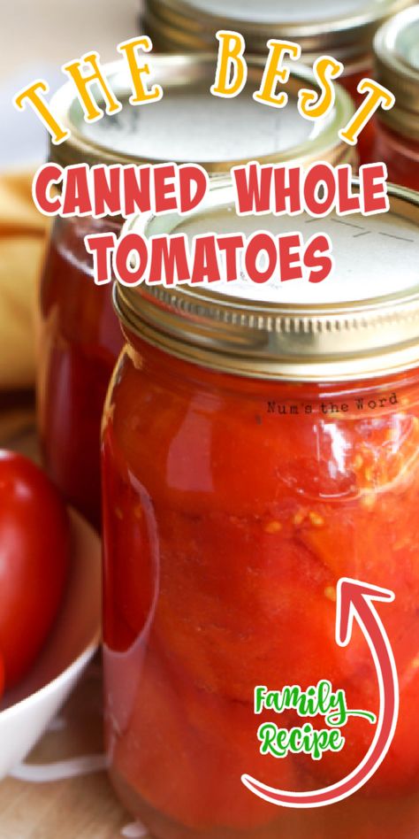 Learning How to Can Tomatoes can be intimidating if it’s your first time.  Don’t worry, I'll teach you all the tricks with this step-by-step guide so that you have GREAT results every time!  Whether your canning whole tomatoes, diced tomatoes or anything in between, this recipe for will give you the best results without a pressure cooker! #howtocantomatoes #canningtomatoes #tomatoes #wholetomatoes #dicedtomatoes #guide #tutorial #numstheword #gardentomatoes #romatomatoes #foodstorage Canning Whole San Marzano Tomatoes, Canning Beefsteak Tomatoes, Canning Whole Tomatoes Recipes, How To Can Whole Roma Tomatoes, How To Can Tomatoes In Pressure Cooker, Easiest Way To Can Tomatoes, What To Make With Ripe Tomatoes, Canning Marinated Tomatoes, Canned Whole Tomato Recipes