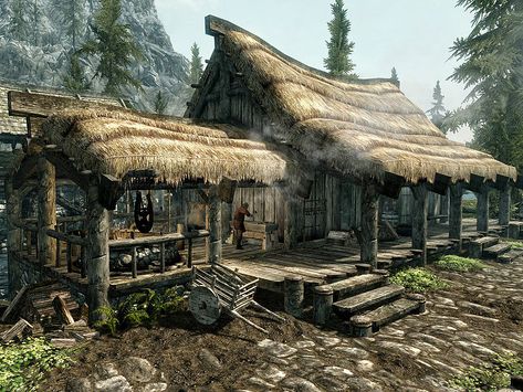 Skyrim Architecture, Skyrim House Interior, Skyrim Village, Skyrim House, Skyrim Clavicus Vile, Elder Scrolls Online Housing, Skyrim Art, Nordic House, Elder Scrolls Skyrim