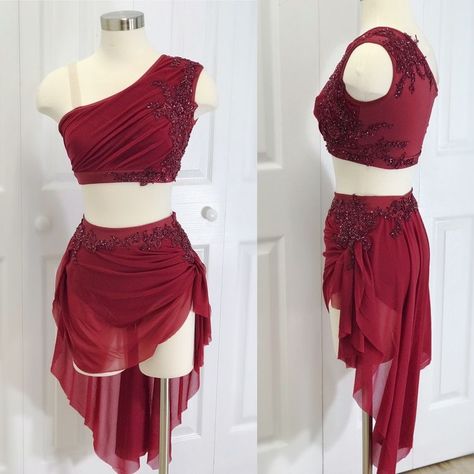 Red Dance Costumes, Contemporary Dance Outfits, Solo Dance Costumes, Cute Dance Costumes, Pretty Dance Costumes, Plant Styling, Dance Costumes Dresses, Figure Skating Competition Dresses, Dancesport Dresses