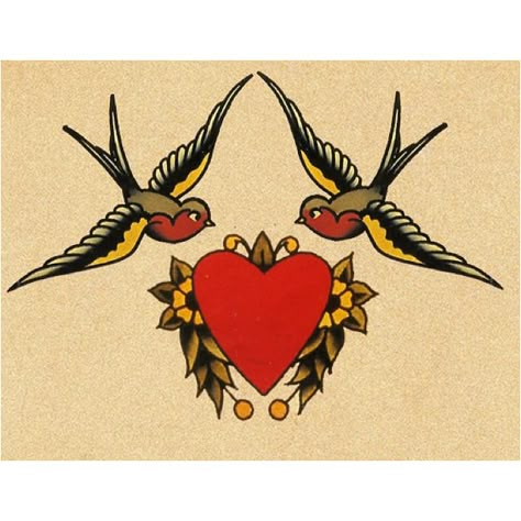 Sailor Jerry swallows and heart Sailor Jerry Swallow, Sailor Jerry Flash, Sailor Tattoos, Sailor Jerry Tattoos, Art Flash, Tattoo Old School, Tattoo Heart, Swallow Tattoo, Tattoo Traditional