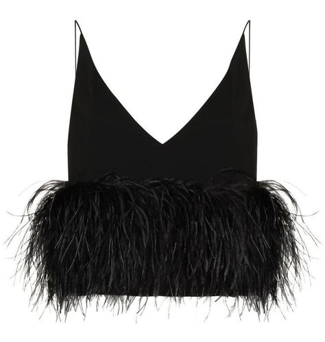 16 Arlington, Black Poppy, Catty Noir, Feather Tops, Feather Trim, Black Camisole, Cropped Tops, Ostrich Feathers, Black Feathers