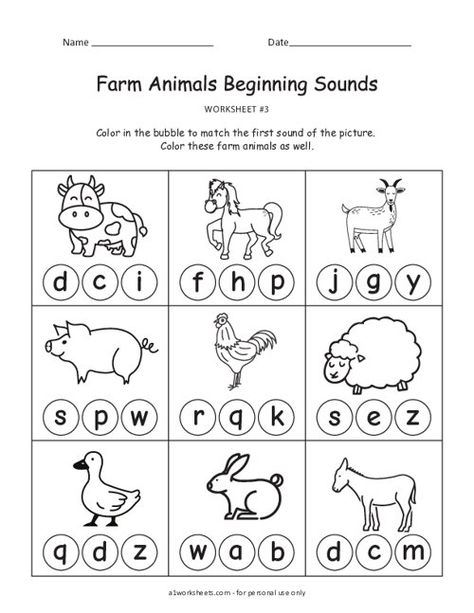 Farm Animals Beginning Sounds Worksheets Farm Animal Lesson Plans Preschool, Farm Animals Worksheets For Kindergarten, Farm Animals Worksheets Preschool, Farm Worksheets Preschool, Farm Animals Worksheet, Farm Math Activities, Animal Writing Activities, Farm Worksheets, Farm Worksheet