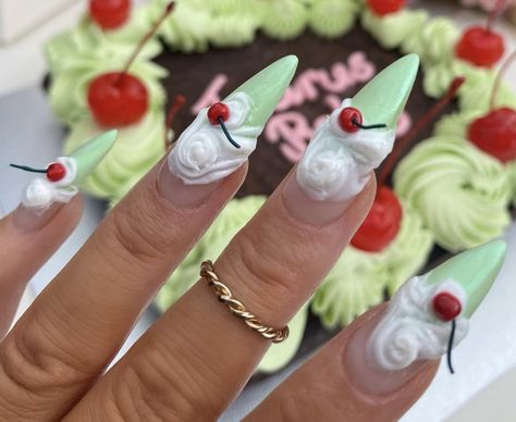 Cake Nails, Food Nails, Cream Nails, Crazy Nails, Really Cute Nails, Kawaii Nails, Birthday Nails, April 27, Dream Nails