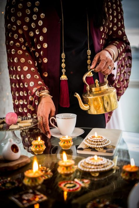 South Asian Inspiration | @lovelaughmirch Chai Party, Vegetable Masala, Hi Tea, Chai Cake, Clear Glass Plates, Mango Mousse, Spice Muffins, Diwali Party, Party Stand