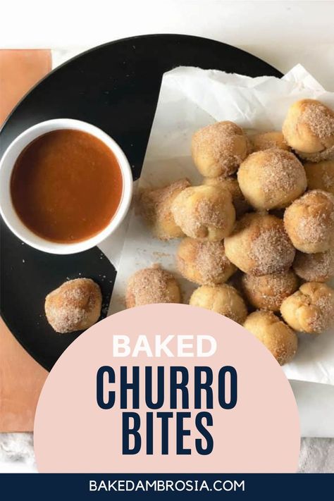 Baked Churro Bites with Homemade Dulce de Leche – this classic Mexican treat is made healthier by baking instead of frying it. Baked Churro Bites, Churro Bites, Mexican Treats, Melting White Chocolate, Tres Leches Cake, Food Favorites, Recipe Board, Amazing Recipes, Shredded Coconut