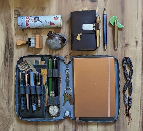 In and Out of the studio... Bag Flatlay, Writing About Family, Mens Luxury Lifestyle, Travel Art Kit, Travel Notebook, Notebook Art, Pen Collection, In My Bag, Edc Tools