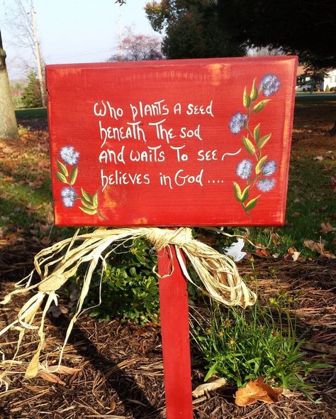 Add a shaded structure for relaxation and entertaining. Outdoor Garden Signs, Christian Garden Signs, Hand Painted Garden Signs, Christian Garden Ideas, Diy Yard Art From Junk, Yard Art From Junk Repurposing, Diy Garden Signs, Yard Art From Junk, Hydrangea Fertilizer