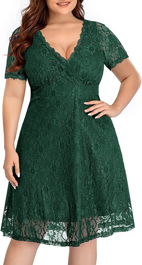 Plus Size Cocktail Dress, Plus Size Wedding Guest, Lace Wedding Guest Dress, Green Lace Dress, Plus Size Wedding Guest Dresses, Dark Green Dress, Green Lace Dresses, Plus Size Cocktail Dresses, Midi Dress Style