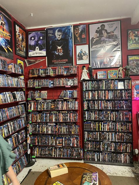 Blu Ray Collection Room, Cinephile Room, Vhs Storage Ideas, Physical Media Collection, Movie Collection Display, 90s Basement, Dvd Collection Aesthetic, Jacks Aesthetic, Dvd Storage Solutions