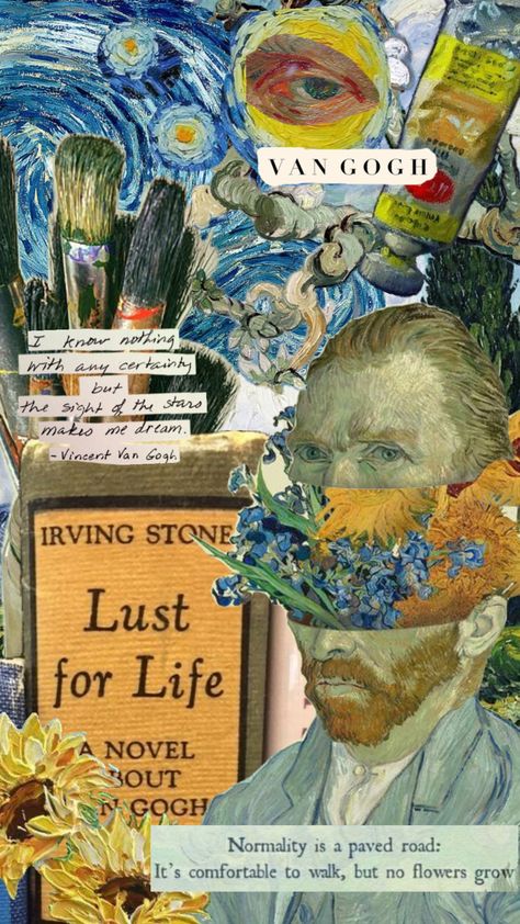 Vincent Van Gogh Collage, Van Gohn Aesthetic, Artist Research Page, Van Gogh Wallpaper, Collage Moodboard, Vincent Van Gogh Art, Rough Trade, Arte Van Gogh, Collage Ideas