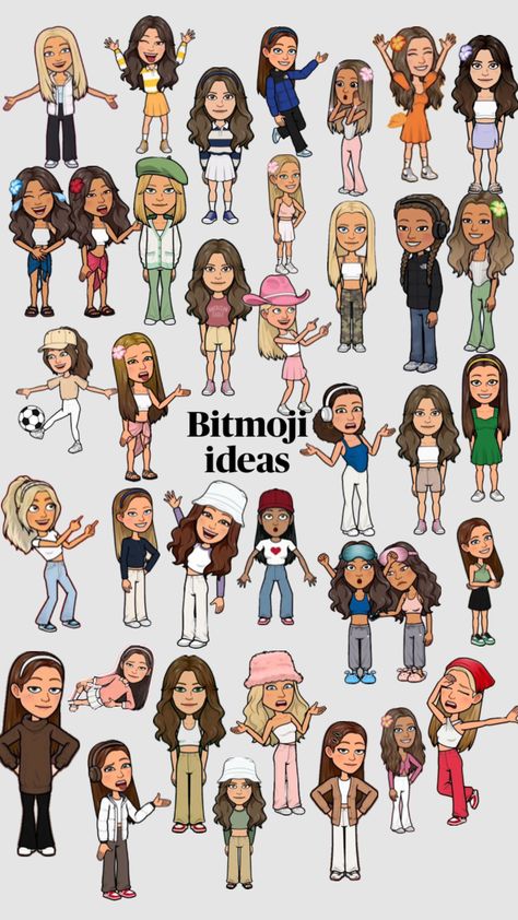 #bitmoji #bitmojioutfitideas #outfitinspo #wallpaper #art #snapchataesthetic #snapchat #snapchatfitspo Crazy Bitmoji Ideas, Cute Bitmoji Outfits Summer, Fall Bitmoji Outfits, Pretty Bitmoji Ideas, Bitmoji Outfits Baddie, Snapchat Best Friends, Cute Snapchat Bitmoji Ideas, Snapchat Avatar, Bff Matching Outfits