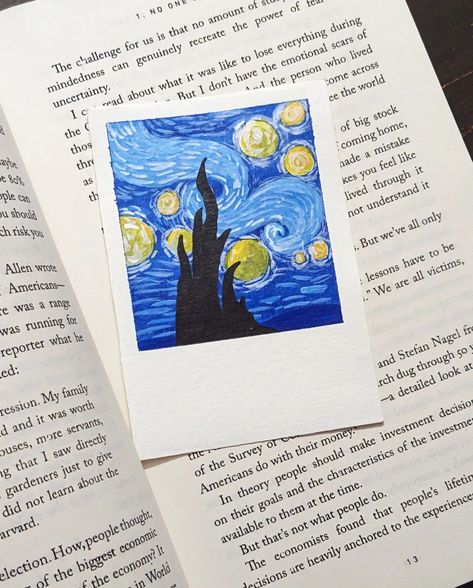 My first attempt at "The Starry Night" by Van Gogh. . . Medium - Acrylic Paints . Follow @thewondercreator for more. . . #starrynight #starrynightvangogh #starrynightpainting #acrylicpainting #polaroidpainting #starrynightpolaroid How To Draw Starry Night, How To Paint Starry Night, Easy Starry Night Painting, Starry Night Drawing, Painted Polaroids, Canvas Art Painting Acrylic, Artsy Girl, Starry Night Art, Zen Doodle Patterns