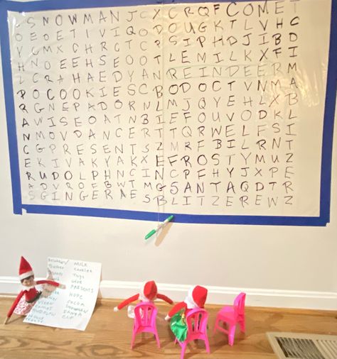 Giant word search on a shower curtain Giant Word Search, Elf Ideas, Shelf Ideas, The Elf, Christmas Elf, Elf On The Shelf, Word Search, Elf, Shower Curtain